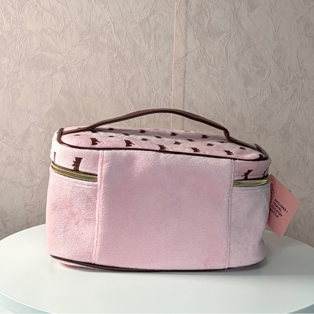 Juicy Couture Pink Cosmetic Case with Gold Accents Travel Case Train Case Makeup - Picture 5 of 10